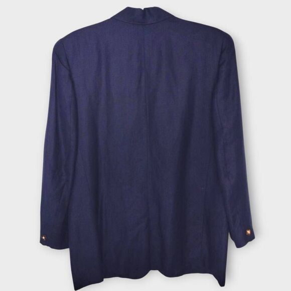 Lands End Womens Blazer Sz 16 Navy Linen 2 Button Sport Coat Preppy Classic Ivy - Picture 2 of 14